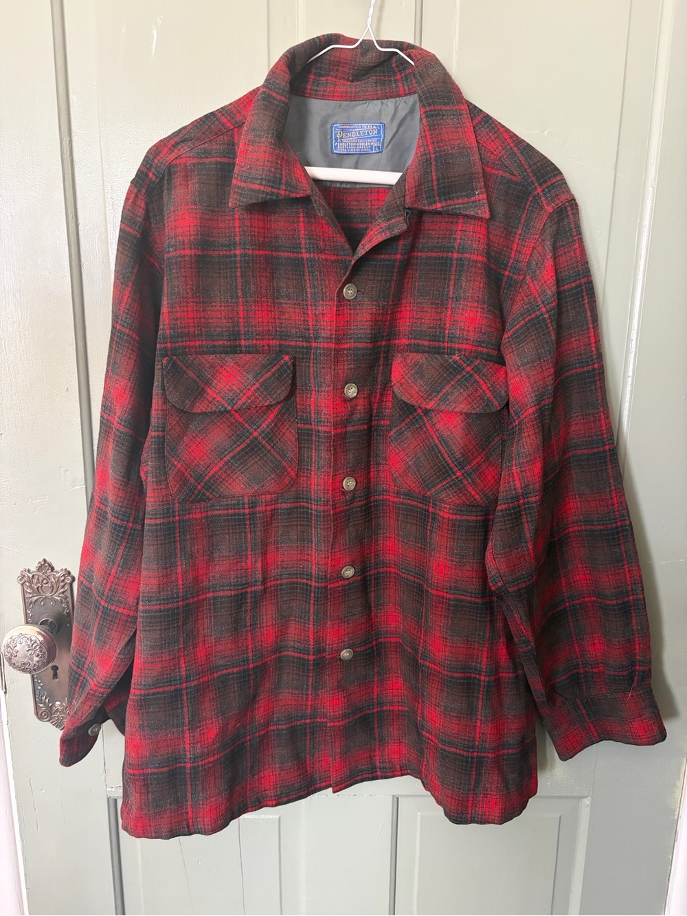 Vintage Pendleton 1960’s Red Plaid Board Shirt Wool Shirt Jacket Made in USA